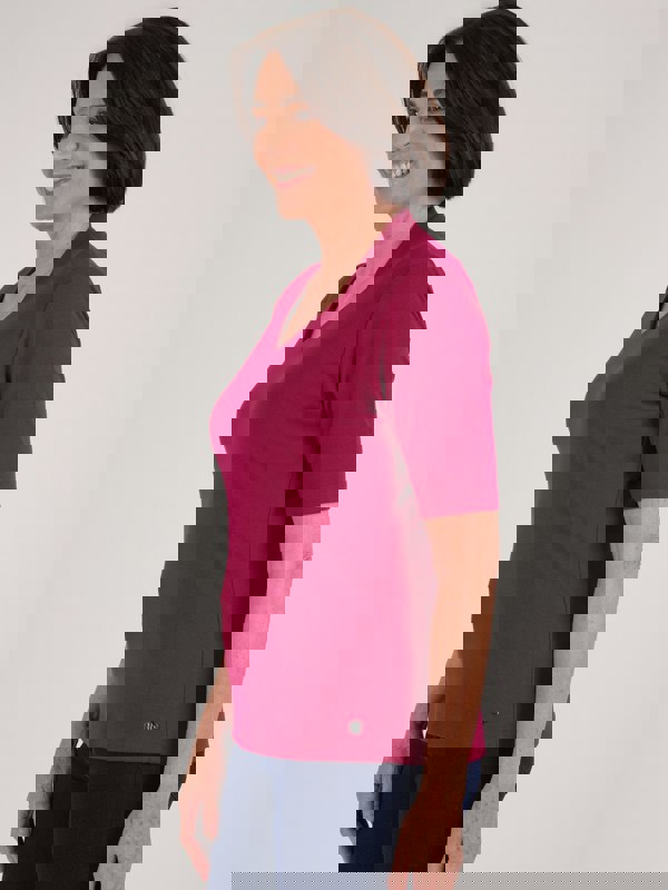 PennyPlain High Back Sweetheart Neck Top - Raspberry