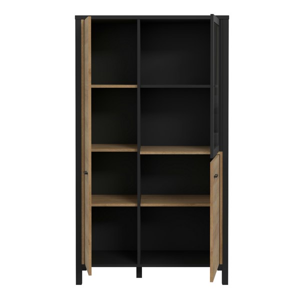 Furniture To Go High Rock Small Display Cabinet in Matt Black/Riviera Oak