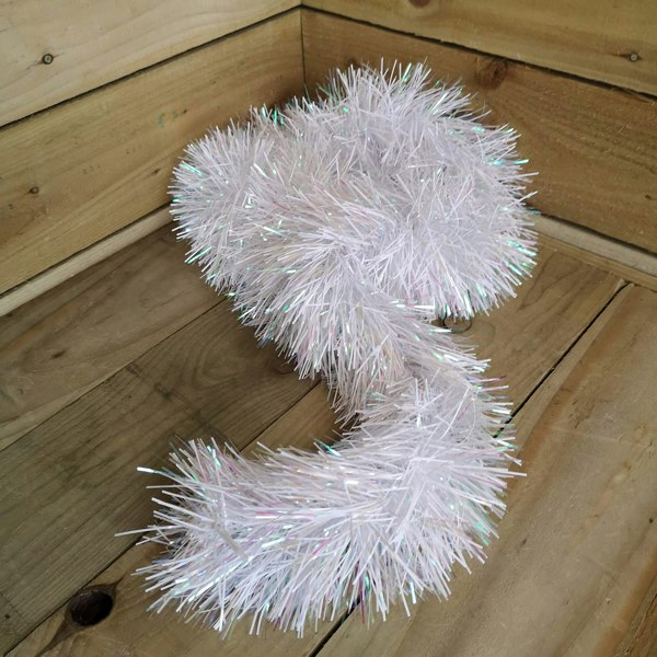 Samuel Alexander 2m x 10cm Festive Tinsel Garland Christmas Tree Decoration Iridescent White
