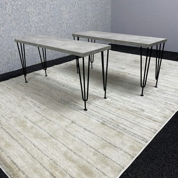 Kosy Koala Grey Dining Table with Hairpin Legs & 2 Matching Benches Set for Kitchen & Dining Room