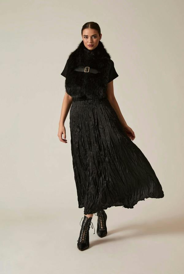James Lakeland Black Crinkled Maxi Skirt