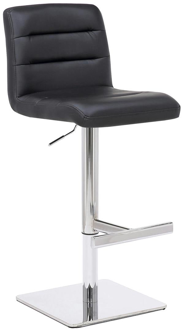 Lamboro Luscious Deluxe Real Leather Breakfast Bar Stool, Chrome Footrest, Adjustable Swivel Gas Lift, Home Bar & Kitchen Barstool, Black