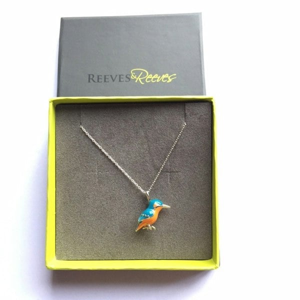 Sterling Silver and Enamel Kingfisher Necklace - Reeves & Reeves