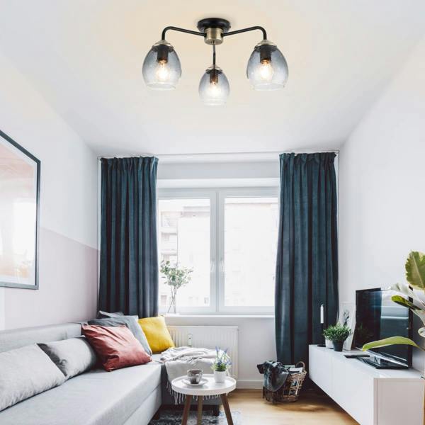 COSYLYTE Malanda 3 Light Smoky Glass Ceiling Light