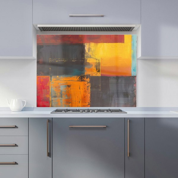 Warren Reed - Designer Golden Blocks Of Abstract Kitchen Splashback