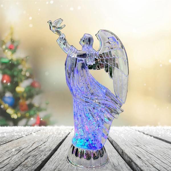 3cm LED Light Up Angel Figure Swirling Glitter Acrylic Christmas Decoration image 9
