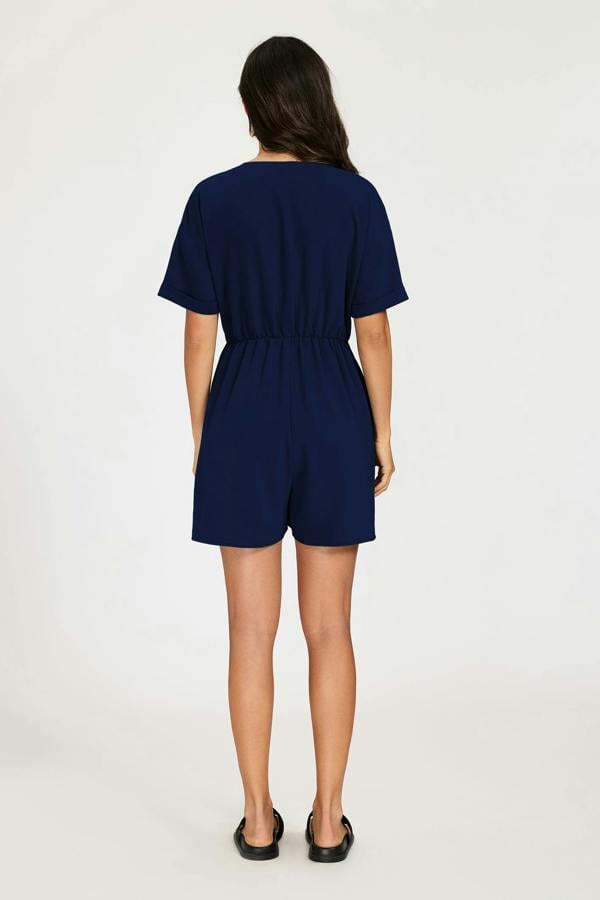 FS Collection Button Down Playsuit In Navy
