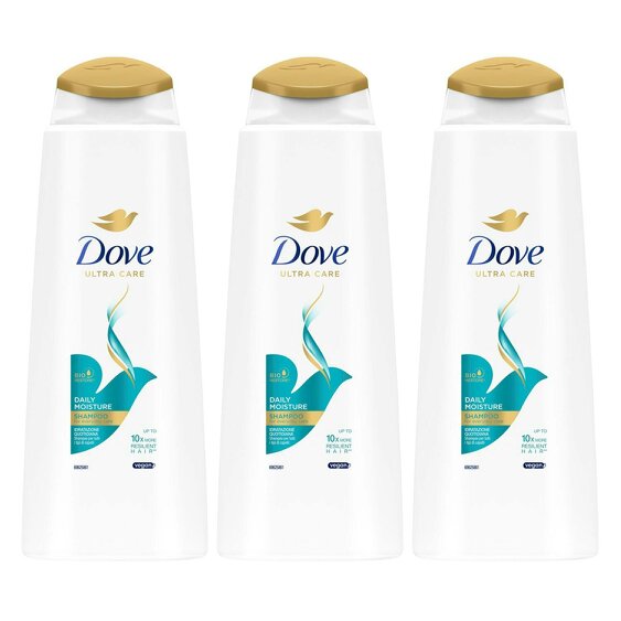 Dove Ultra Care Shampoo - Daily Moisture 3x400 ml, Bio Restore Technology