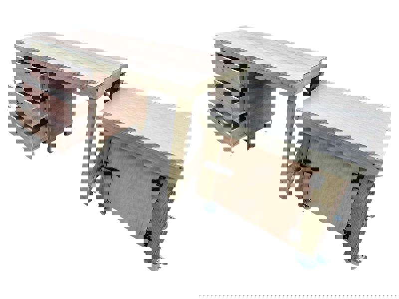 Arbor Garden Solutions Wooden Eucalyptus hardwood top workbench with drawers and functional lockable cupboard (V.6)