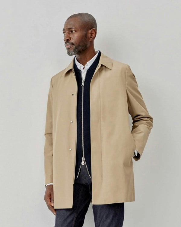 Oliver Sweeney Huntingfield Mens Showerproof Cotton Mac - Stone