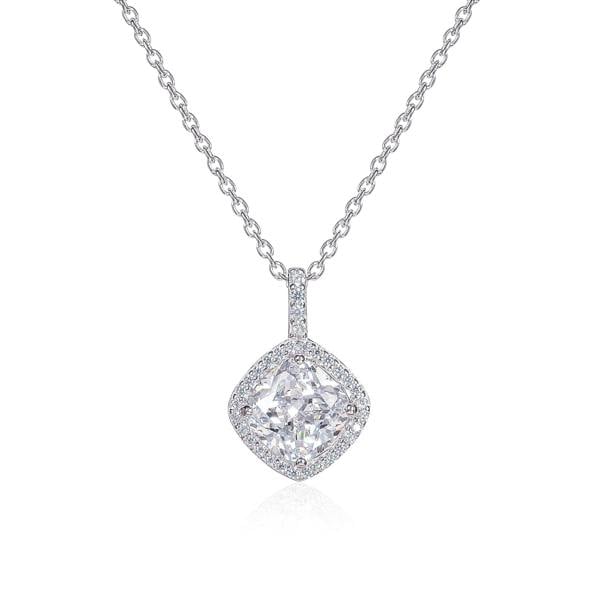 namana 925 Sterling Silver Cushion Shaped Halo Pendant Necklace For Women