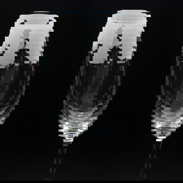 Glyptic Glass Art Golden Retriever Dog Crystal Wine Glass - Hand Etched/Engraved Gift