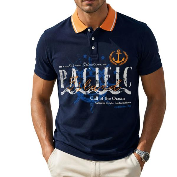 Smart Living Mens Short Sleeve Pique Polo Shirt - Navy