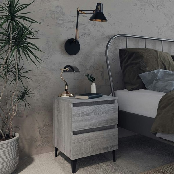 Berkfield Bed Cabinets with Metal Legs 2 pcs Grey Sonoma 40x35x50 cm