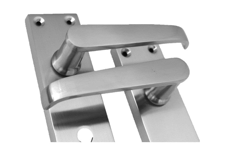 EDH Door Hardware Satin Nickel Door Interior Door Lock Handles-Victorian Straight Lock, 2 Pairs