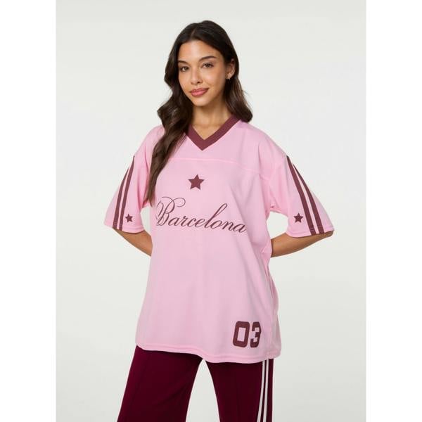 Pink Vanilla Barcelona Football Sports Jersey Top