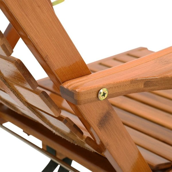 Bamboo Foldable Recliner Lounge Chair with Retractable Footrest Sun Loungers Living and Home