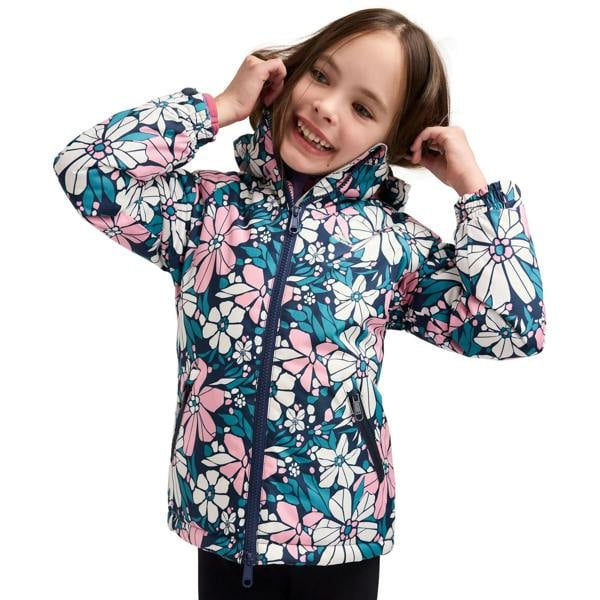 Trespass Girls Marla Flowers Waterproof Jacket - Sapphire Blue - 