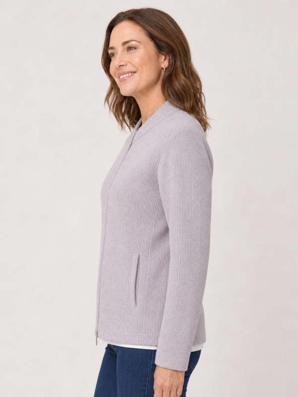 TIGI Cable Rib Zip Through Top