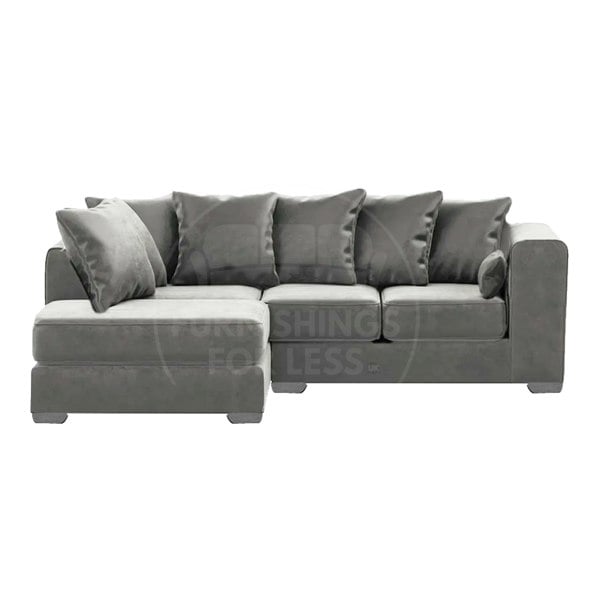 Furnishings For Less Ella Plush Velvet Fabric Corner Sofa