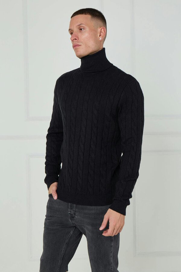 Men’s Cable Knit Turtleneck Jumper