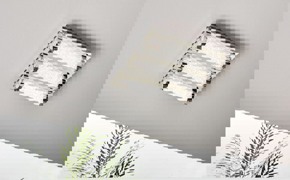 Wall Flush Ceiling Light Colour Chrome Shade Clear Plastic Crystal Bulb LED 3x7W Loops
