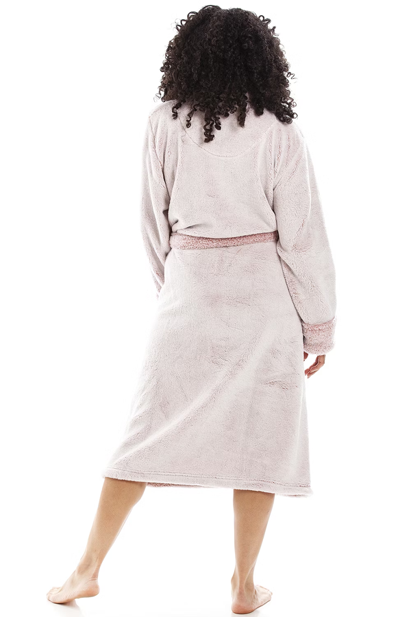 Camille Deep Pile Fluffy Bathrobe With Reverse Collar and Cuffs