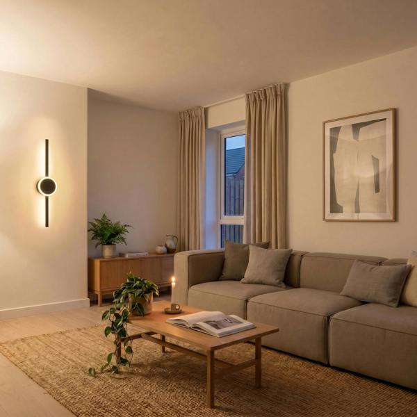 Modern Designer LED Feature Wall Light with Round Base Plate and Stick Image 6