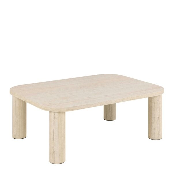 Wyld Haus Frankfurt Rectangular Travertine Look Coffee Table Rounded Corners