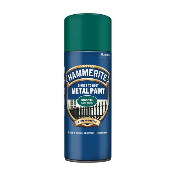 Hammerite 4X Hammerite Smooth Dark Green Spray Paint 400ml