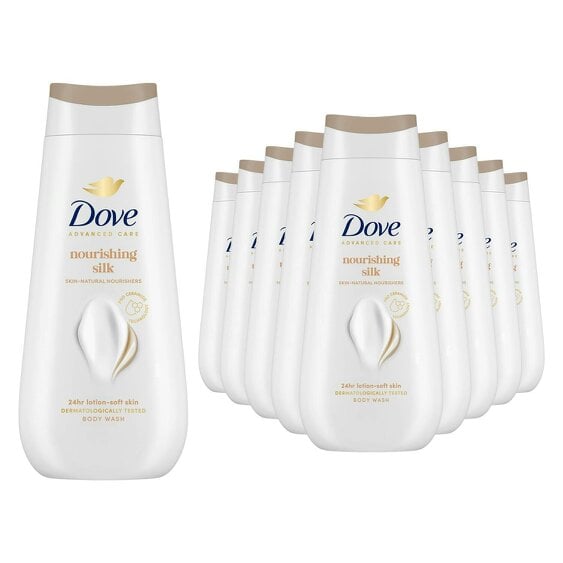 Dove Advanced Care Nourishing Silk Body Wash 24H Micromoisture, 10x225ml