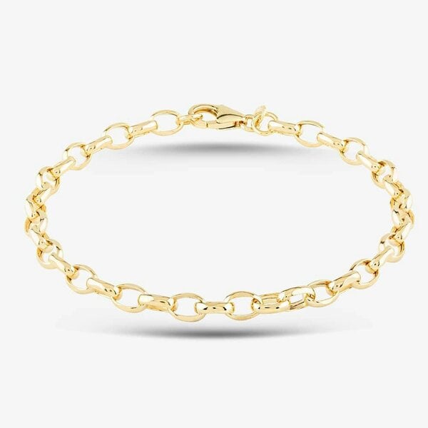 T. H. Baker 9ct Yellow Gold 8.5 Inch Oval Belcher Chain Bracelet HOB160-8.5