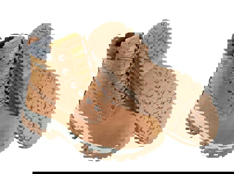 ARMA A20 Storm Mens Safety S1P Metal Free Work Leather Boots, sturdy tan work boots with rugged soles and protective toe caps for industrial safety.