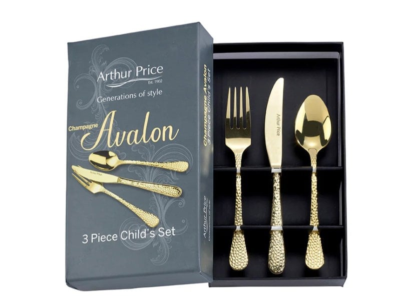 Arthur Price 'Champagne Avalon' Stainless Steel Gift Boxed Children's Cutlery Set Knife Fork Spoon