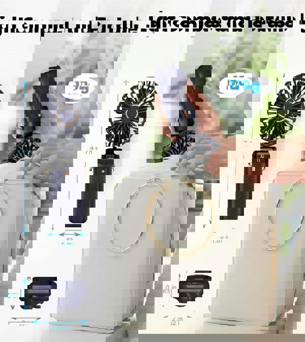 Dyzi 2-in-1 Portable Travel Mini USB-C Rechargeable Handheld & Table Fan