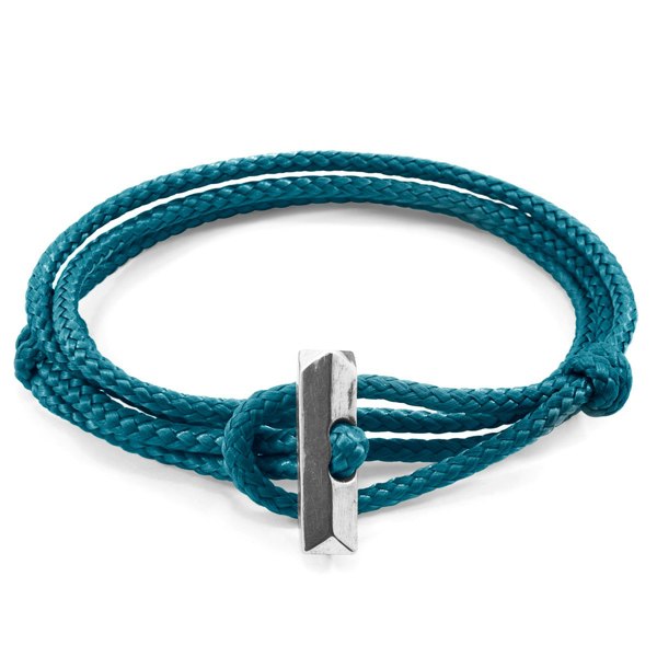 Anchor & Crew Ocean Blue Oxford Silver and Rope Bracelet