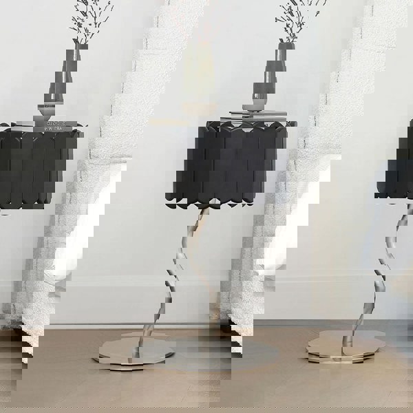 Sinclair Bedside Table, Black in a lifestyle setting with vintage dining table