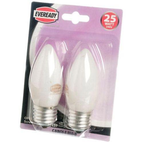 Eveready 10 x Eveready 25W ES E27 Opal Candle Light Bulbs