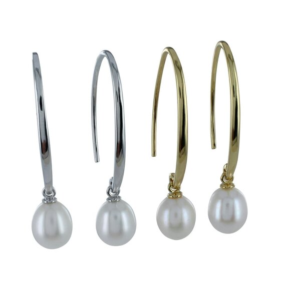 Reeves & Reeves Long Loop Pearl Earrings