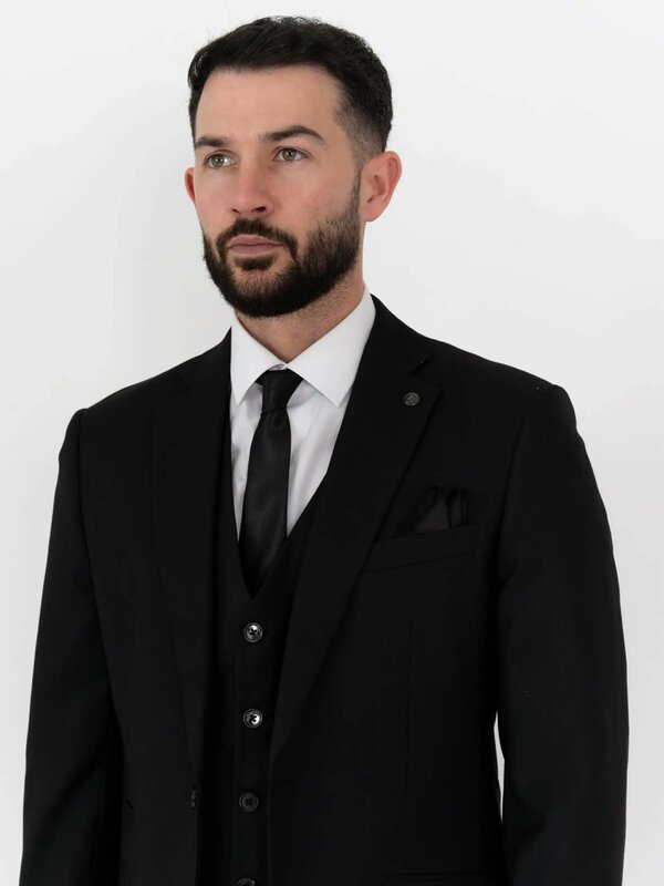 V2 Classic Henry - Black Three Piece Suit