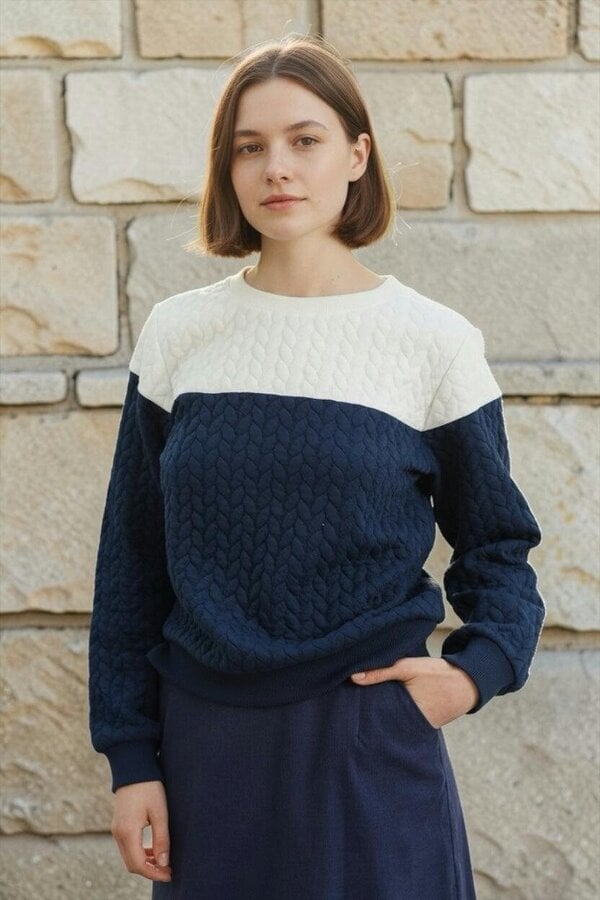 Louche Jan 2 Colour Sweatshirt - Navy and White