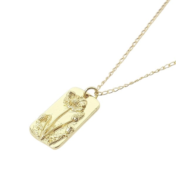 Dainty Poppy Flower Gold Plated Charm Necklace