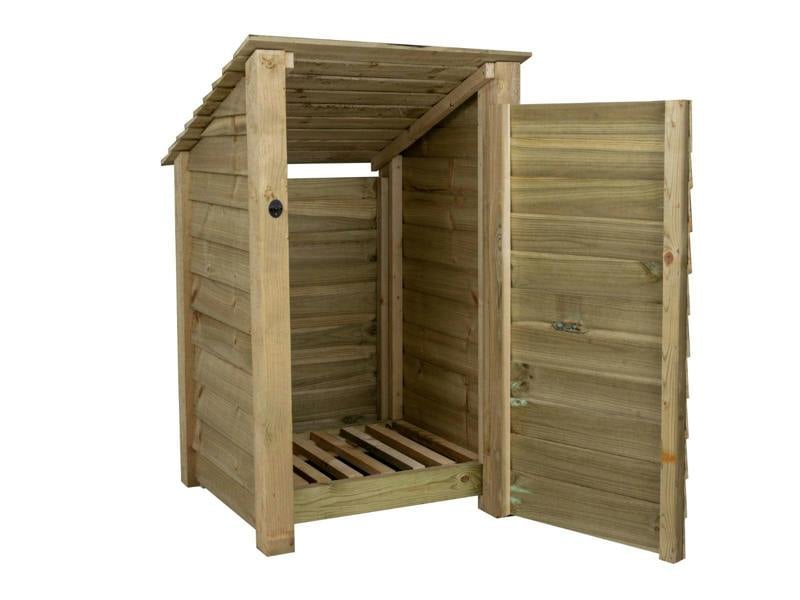 Arbor Garden Solutions Wooden Log Store with Door (Roof Sloping Back) W-79cm, H-126cm or 180cm, D-88cm