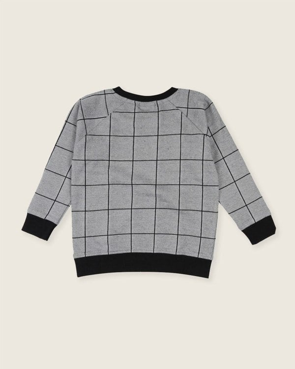organic cooton Grey Window Pane Check Print Sweatshirt - image 5