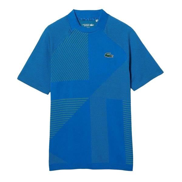 Lacoste Mens Geometric Pattern Ultra Dry Polo Shirt - Blue - 