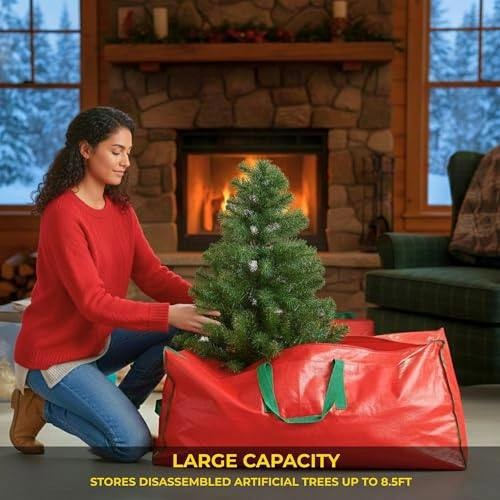 8.5ft Red Christmas Tree Storage Bag for Disassembled Artificial Trees image 5