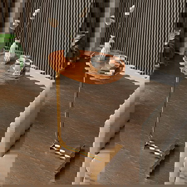 Isabeau Side Table, Wood with ottoman sofa bed