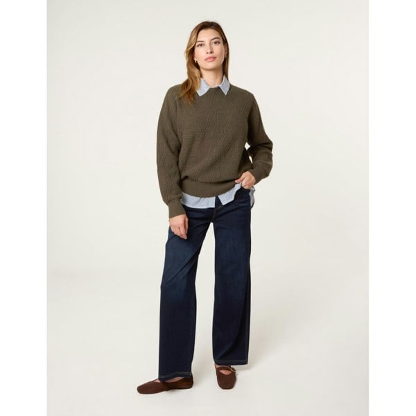 Blue Vanilla Argyle Texture Knit Jumper