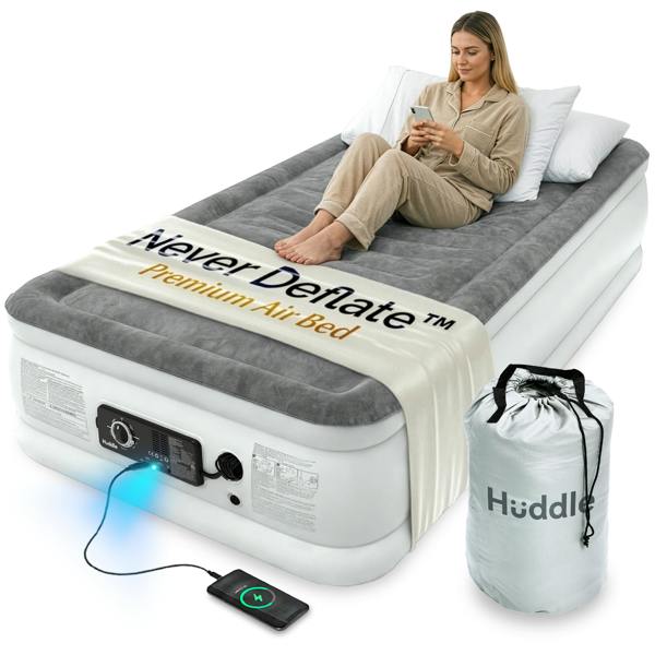 Huddle Never Deflate™ Air Mattress with Patented Dual Pump - Single