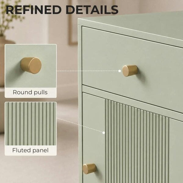 Modern Bedside Tables Set of 2, Side Tables with Drawer and Metal Legs for Living Room, Bedroom, Light Green